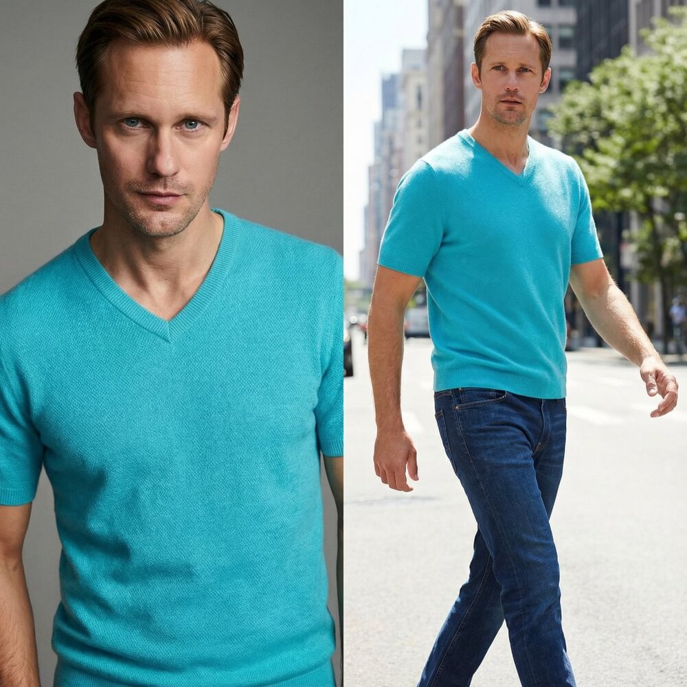 Men's 100% Cashmere Regular-Fit Textured V-Neck Sweater T-Shirt size Medium NWT!